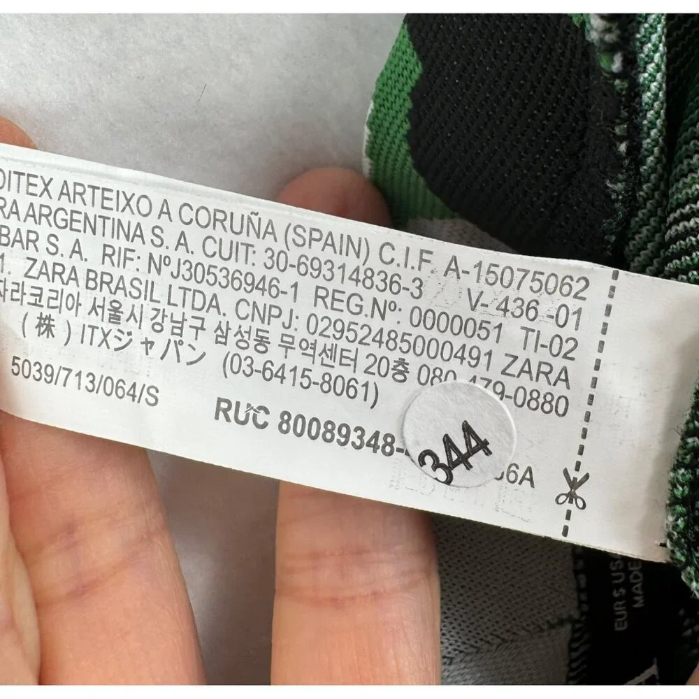 Zara‎ Kelly Green Jacquard Marble Print High waist Flare knit Trousers sz S - Picture 9 of 10